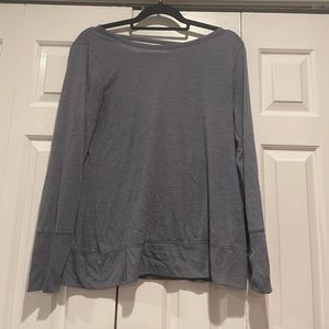 GapFit Open Back T Shirt Long Sleeve- Light grey